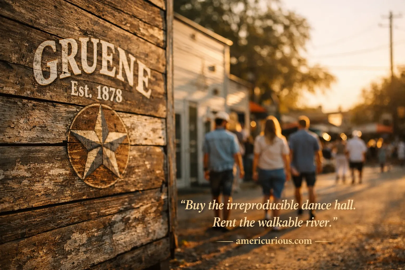 Historic Gruene Hall facade in New Braunfels Texas, best neighborhoods ranking includes this walkable district. americurious.com