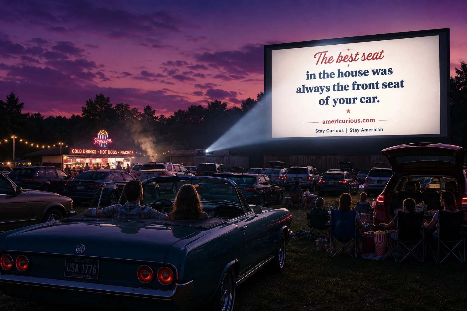 drive-in movie theater in mid-summer