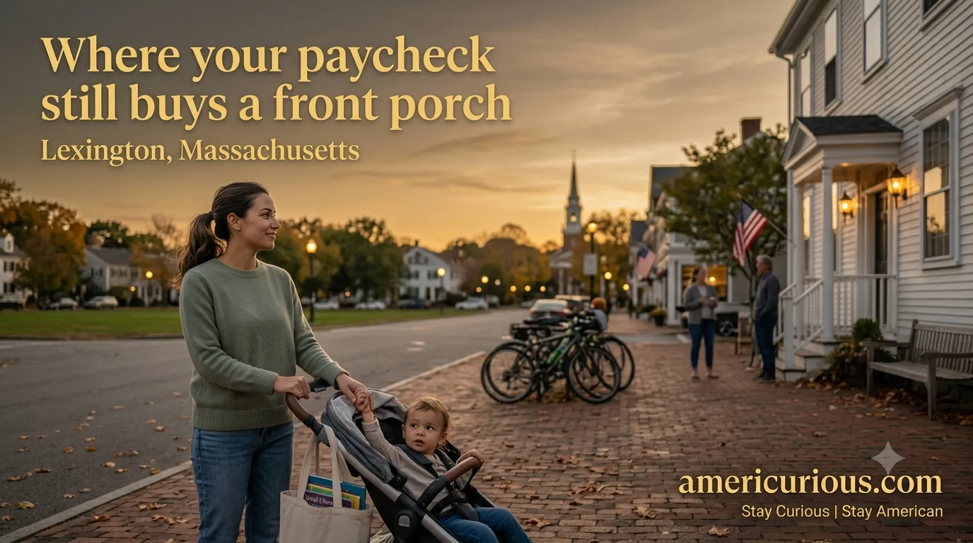 Family on Lexington green at sunset shows most livable small cities in America