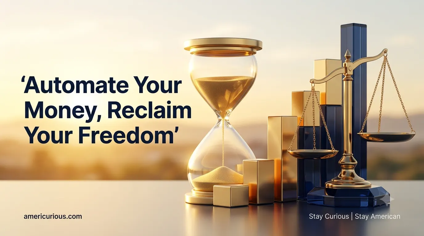 a glowing golden hourglass smoothly transitioning into upward-rising 3D financial bar charts